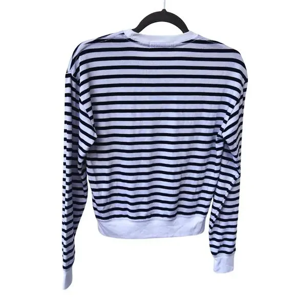 Spiritual Gangster Good Karma Crew Stripe Pullover Navy White Women’s Small - Picture 4 of 7
